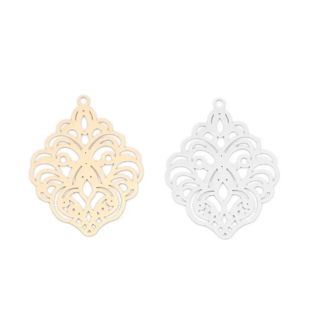Vintage Bohemian Copper Filigree Flower Charms for DIY Jewelry Making