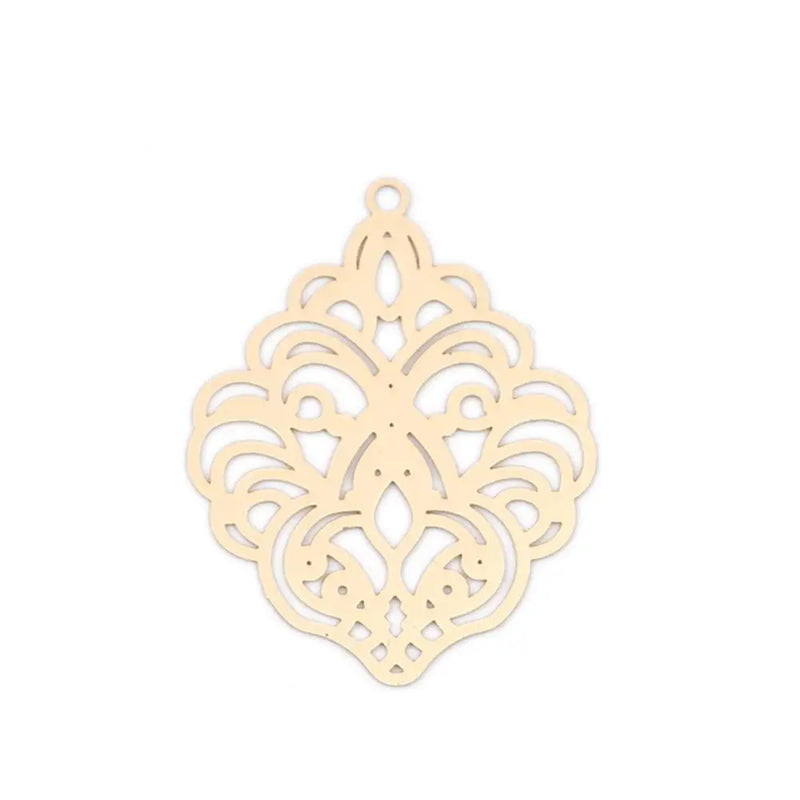Vintage Bohemian Copper Filigree Flower Charms for DIY Jewelry Making