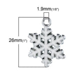 Christmas Snowflake Silver Enamel Pendants 26mm x 20mm