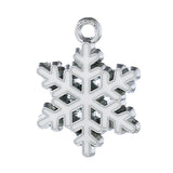 Christmas Snowflake Silver Enamel Pendants 26mm x 20mm