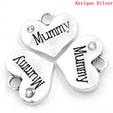 Heart Mummy Charm Pendant with Rhinestones