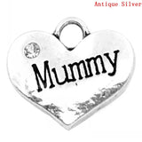 Heart Mummy Charm Pendant with Rhinestones