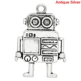 Robot Charm Pendant Silver 4x2.7cm 10PCs