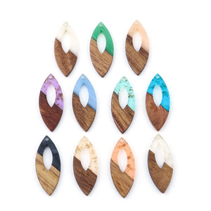 Resin & Wood Effect Pendant Charms for DIY Jewelry Making, 3PCs