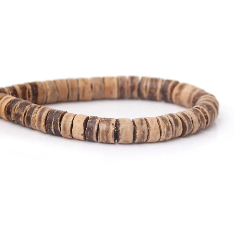 Coconut Shell Spacer Beads Cylinder Light Coffee 8mm 3 Strands