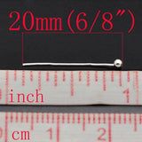 Copper Ball Head Pins Silver 20mm 0.5mm 24G 1000PCs
