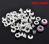 500PCs Copper European Beads Eyelets Grommets 10x4mm Silver Plated