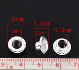 500PCs Copper European Beads Eyelets Grommets 10x4mm Silver Plated