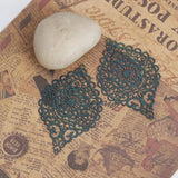 Copper Hollow Oval Heart Filigree Stamping Pendants