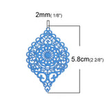 Copper Hollow Oval Heart Filigree Stamping Pendants