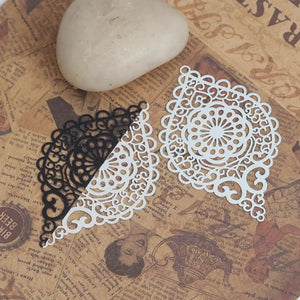 Copper Hollow Oval Heart Filigree Stamping Pendants