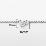 316 Stainless Steel Adjustable Slider Bolo Bracelet Silver Heart Grid