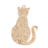Copper Filigree Silver Cat Charms 29mm x 17mm, 10 PCs