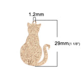 Copper Filigree Silver Cat Charms 29mm x 17mm, 10 PCs