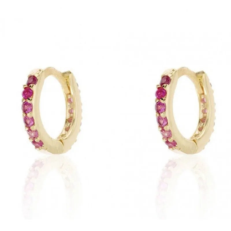 Hoop Earrings Circle Ring Rhinestone 10mm Dia, 1 Pair