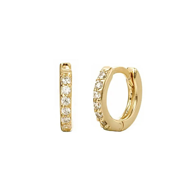 Hoop Earrings Circle Ring Rhinestone 10mm Dia, 1 Pair