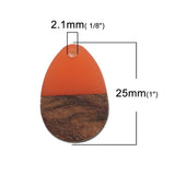 Wooden Series Pendant Wood Effect Resin Charms Drop Red Jewelry DIY 5 PCs