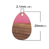 Wooden Series Pendant Wood Effect Resin Charms Drop Red Jewelry DIY 5 PCs