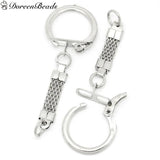 Iron Based Alloy Keychain & Keyring Round Silver 62mm x 23mm, 30 PCs