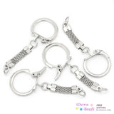 Iron Based Alloy Keychain & Keyring Round Silver 62mm x 23mm, 30 PCs
