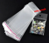 200PCs Plastic Self-Seal Bags Rectangle Hang Hole Storage Beads Jewelry
