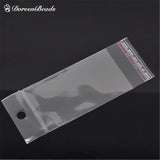 200PCs Plastic Self-Seal Bags Rectangle Hang Hole Storage Beads Jewelry