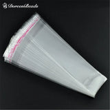200 Pcs Jewelry Bags Self-Seal Rectangle Transparent 13.5x3.5cm