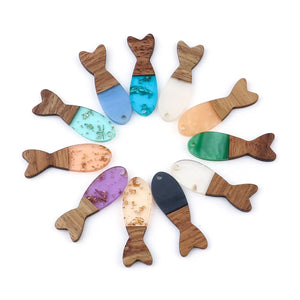 Resin Wood Effect Fish Pendants Charms DIY Earrings Necklace Jewelry