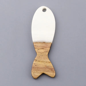 Resin Wood Effect Fish Pendants Charms DIY Earrings Necklace Jewelry