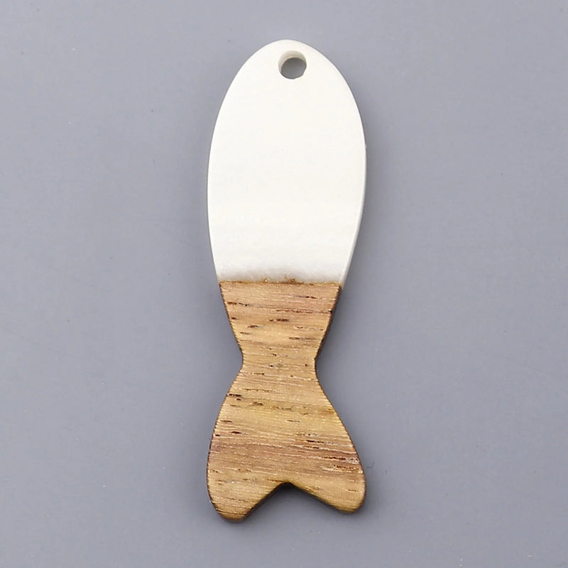 Resin Wood Effect Fish Pendants Charms DIY Earrings Necklace Jewelry