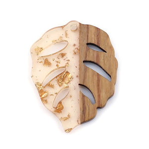 Resin & Wood Effect Pendants Leaf Natural Multicolor Charms