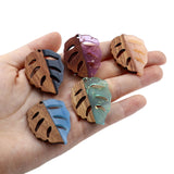 Resin & Wood Effect Pendants Leaf Natural Multicolor Charms