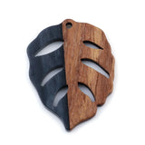 Resin & Wood Effect Pendants Leaf Natural Multicolor Charms
