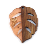 Resin & Wood Effect Pendants Leaf Natural Multicolor Charms
