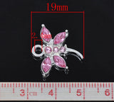 10PCs Pink Rhinestone Dragonfly Charm Pendants DIY Jewelry Making
