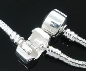 2 PCs Silver Snake Chain Necklaces for European Charm 50cm