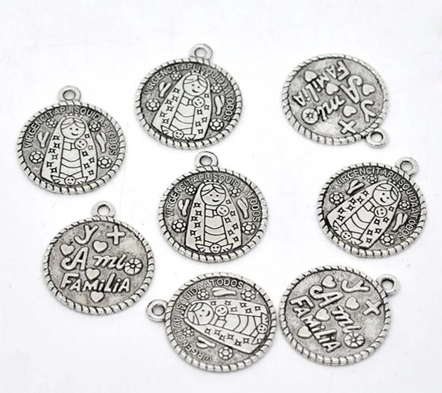 30PCs Silver Virgencita Pendants For Women Necklace Jewelry Making