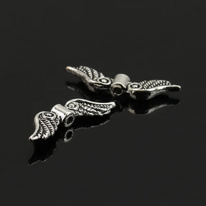 50PCs Silver Angel Wing Charm Spacers Beads DIY Jewelry Making 23x7mm