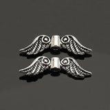 50PCs Silver Angel Wing Charm Spacers Beads DIY Jewelry Making 23x7mm