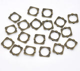 100 Antique Bronze Square Bead Frames (Fit 10mm Bead)