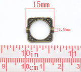 100 Antique Bronze Square Bead Frames (Fit 10mm Bead)