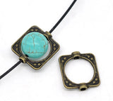 100 Antique Bronze Square Bead Frames (Fit 10mm Bead)