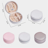 Round PU Leather Portable Jewelry Box Lady Earrings Rings Mini Storage Box
