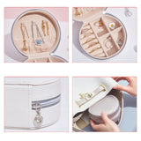 Round PU Leather Portable Jewelry Box Lady Earrings Rings Mini Storage Box
