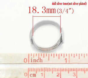 Adjustable Silver Copper Ring Blank Pad Base 18.3mm US 8 Pack of 10