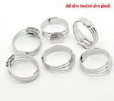 Adjustable Silver Copper Ring Blank Pad Base 18.3mm US 8 Pack of 10