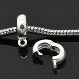 Silver Clip & Lock Bail Beads for European Charm, 10PCs