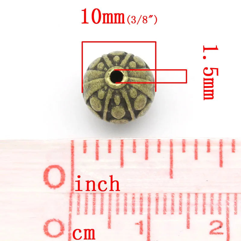 Vintage Spacer Beads Ball Antique Bronze Metal Beads DIY Necklace 30PCs