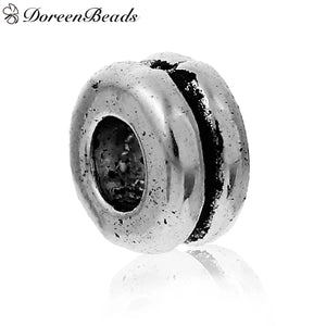 200PCS Vintage Spacer Beads Round Antique Silver Loose Beads DIY Necklace