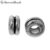 200PCS Vintage Spacer Beads Round Antique Silver Loose Beads DIY Necklace